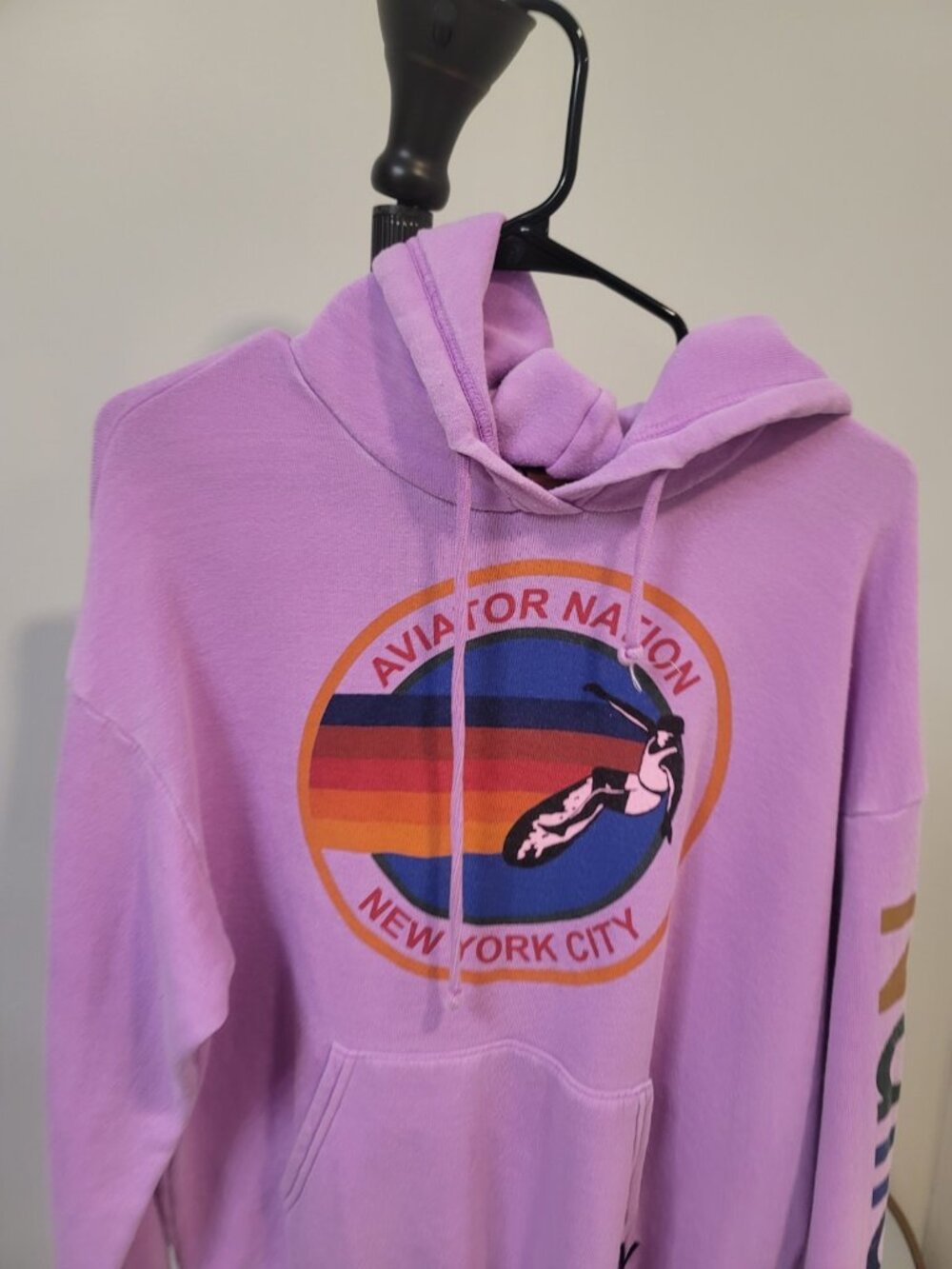 Aviator Nation Hoodie Distressed Purple Pullover Venice CA Sz Xs - Picture 3 of 7
